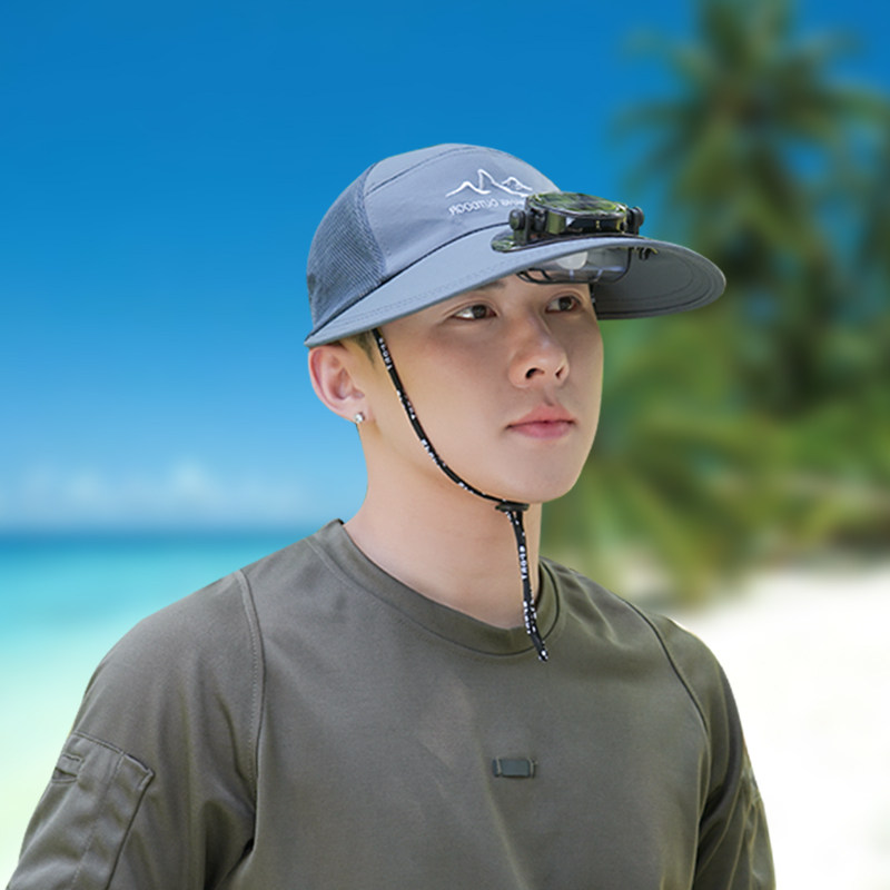 男士风扇帽钓鱼帽太阳能充电带风扇的帽子夏女干活大棚遮阳防晒帽,淘宝优惠券,粉丝福利购,淘宝优惠卷