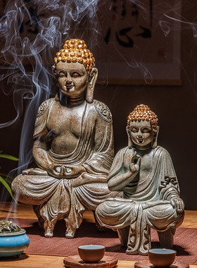 中式古风释迦摩尼佛像造景创意