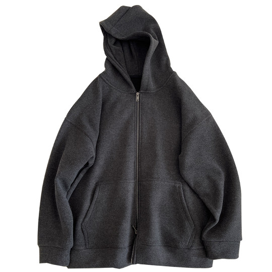 Chaqueta sudadera gris oscuro retro de terciopelo suelto grueso