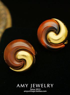 TRIFARI翠法丽人造玳瑁项链耳夹套装 | Amy Vintage西洋古董首饰