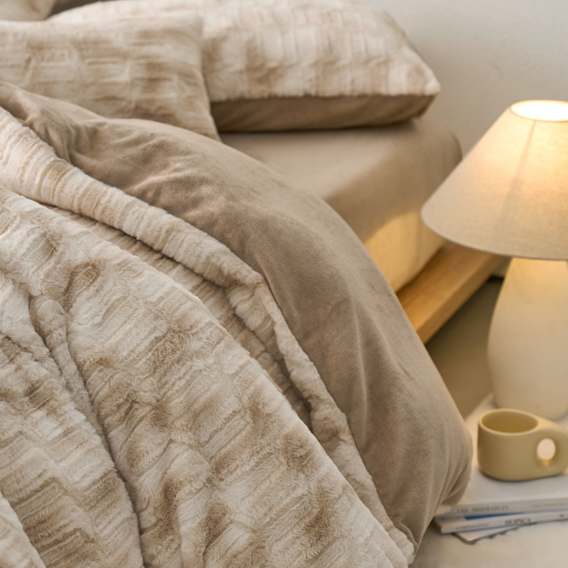 秋冬加厚濑兔绒四件套 | 保暖舒适四件套被套床单1.8双人单人床品,淘宝优惠券,粉丝福利购,淘宝优惠卷