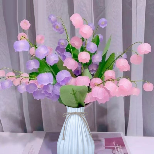 双拼铃兰花手工DIY材料包自制花束母亲节送妈妈创意花瓶摆件 - 图2