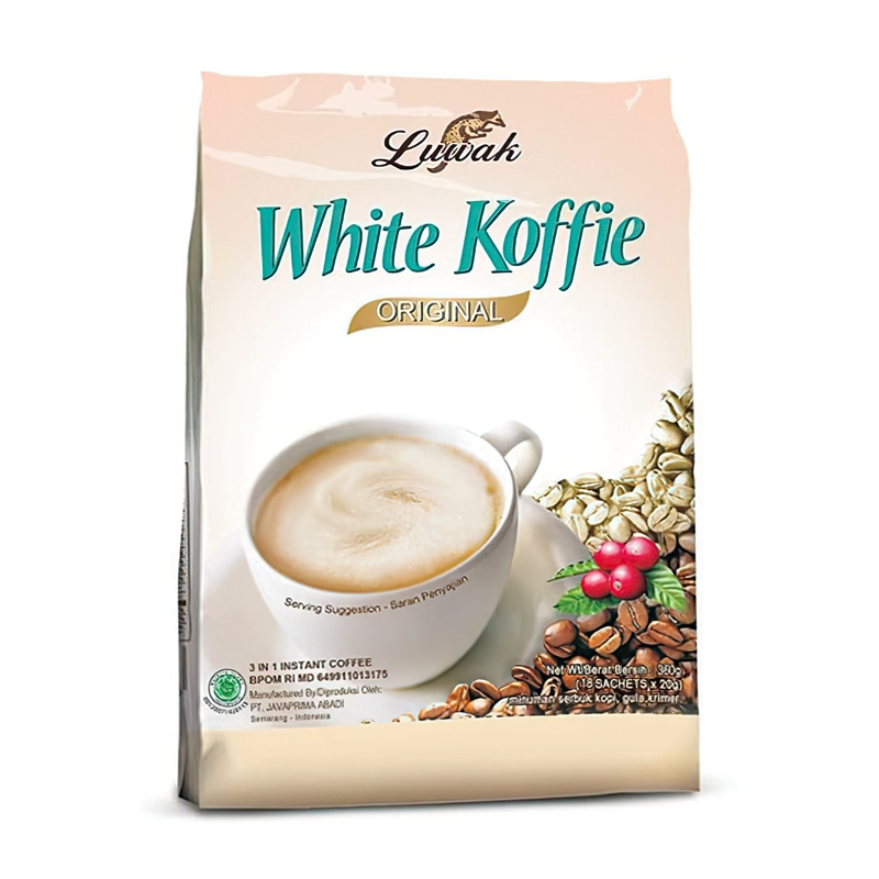 印尼进口麝香猫屎3合1速溶白咖啡Luwak White Koffie 20g*18小包 - 图3