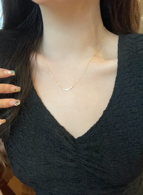 925银小笑脸锆石极细锁骨链