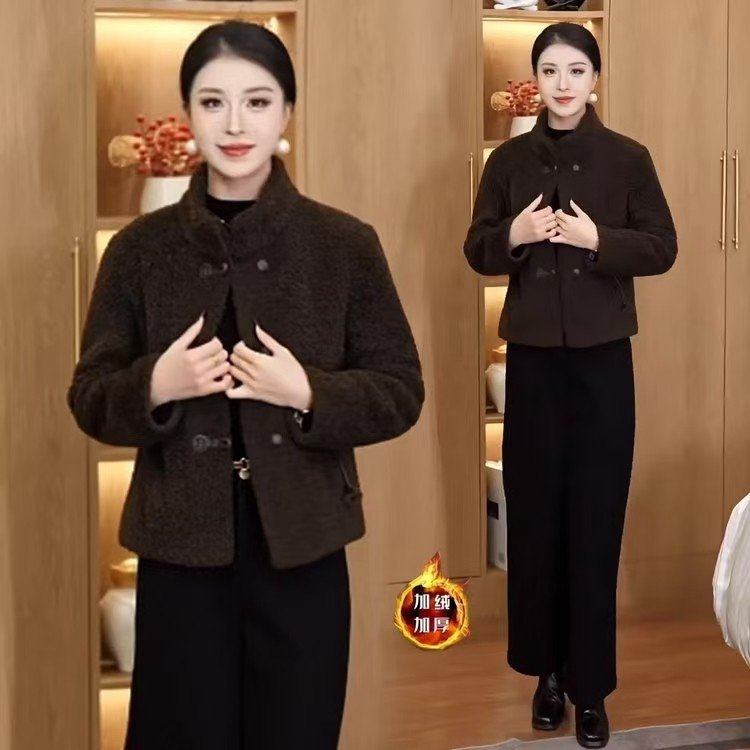 加绒加厚短款洋气百搭外套女2026冬季新款宽松时尚中老年女装保暖,淘宝优惠券,粉丝福利购,淘宝优惠卷