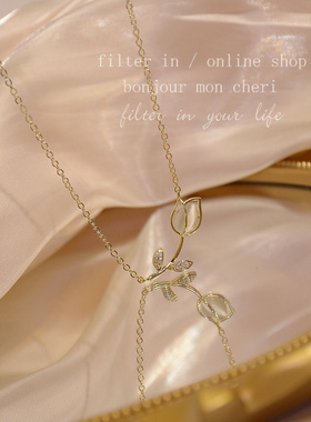 有滤镜日系轻奢复古铜真金项链