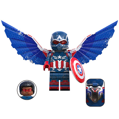 适用乐高美国队长4猎鹰红浩克绿巨人第三方积木人仔玩具TV6216 - 图3