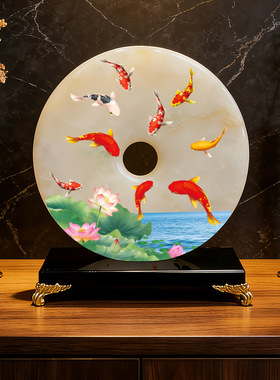 龙凤呈祥家居玉石平安扣摆件客厅玄关书架酒柜工艺品饰品阿富汗玉