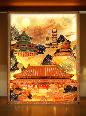 新中式创意国风故宫纸雕日历商务会议纪念礼物小夜灯3d光影纸雕灯