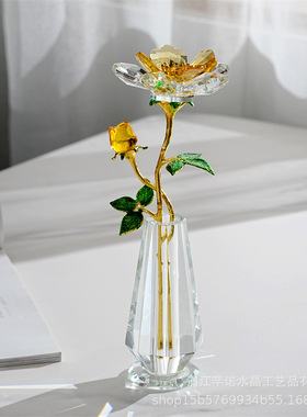 水晶芍药花情人节礼物家居客厅酒柜摆件厂家直销创意水晶花玄关摆