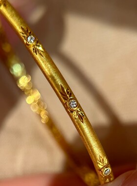 纯银S925意大利拉丝工艺星云手镯复古重工镶钻高级手饰女简约百搭