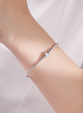 S925纯银镶锆配饰银珠手链女ins风轻奢精致小众高级感手饰送女友