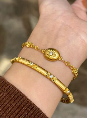 布家风拉丝工艺星云六芒星高碳钻手镯轻奢高级复古精致百搭手饰