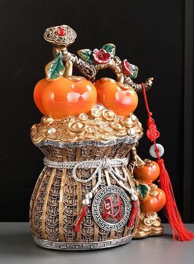 事事柿柿如意摆件红柿子发财钱袋客厅酒柜装饰品搬家开业乔迁礼品