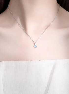 s925纯银鲁伯特之泪项链高级感月光石水滴吊坠小红书网红直播爆款