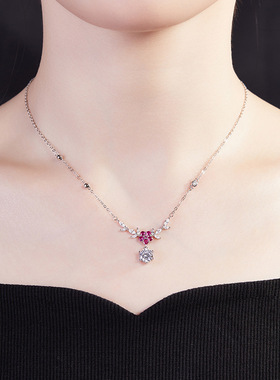 时尚新款原创十二花神S925纯银天然托帕石项链女轻奢高级感锁骨链