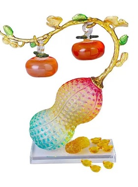 水晶花生柿子好事发生轻奢玄关摆件饰品酒柜家居客厅春节装饰摆件