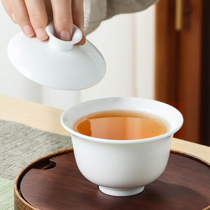 高白瓷二才盖碗茶备敬茶碗简约功夫茶具家用泡茶器手抓壶LOGO定制,淘宝优惠券,粉丝福利购,淘宝优惠卷