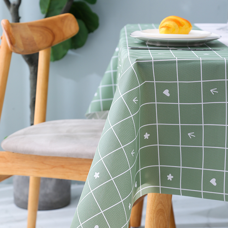 格子桌布防水防烫防油家用长方形小清新免洗台布北欧风茶几餐桌布-图1