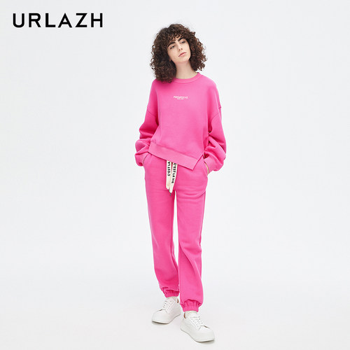 URLAZH有兰新款玫粉色简约宽松长袖圆领卫衣女LM4SW08 - 图2