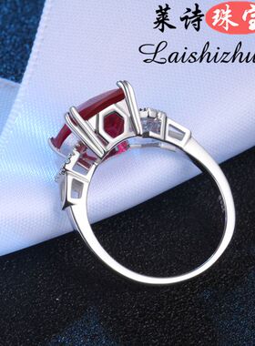 红宝石戒指女日韩国时尚石榴石指环彩色宝石纯银镀18k金彩宝饰品