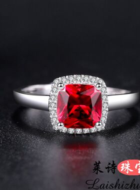 红宝石戒指女日韩彩色宝石指环925银镀18k金情侣对戒彩宝原创饰品