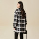 XG Snow Song black and white plaid design woolen coat fashion winter new mid-length commuting sheep wool coat for women
