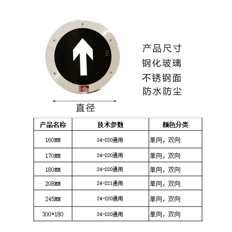 新国标消防应急地面嵌入式指示灯 LED安全出口疏散地埋箭头标志灯 - 图1