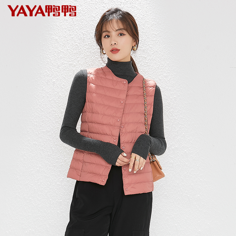 鸭鸭轻薄款羽绒马甲女时尚圆领羽绒内胆修身显瘦轻便保暖秋冬内搭 - 图3