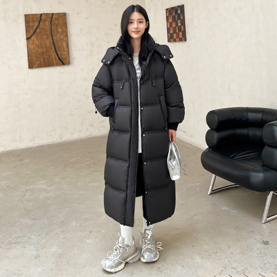 鸭鸭羽绒服女长款过膝被子服2025年冬季新款时尚加厚保暖休闲外套