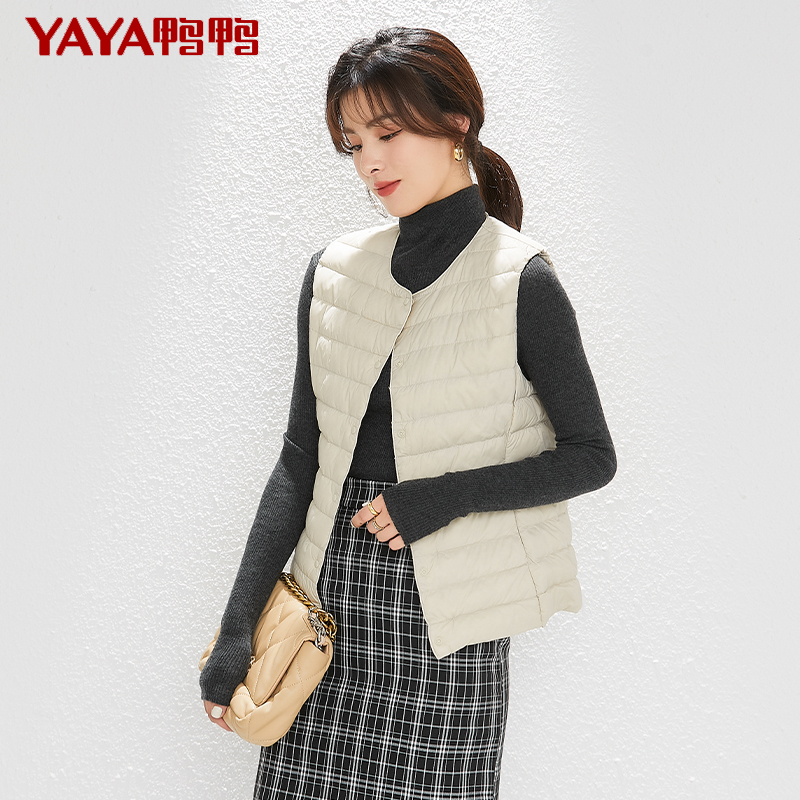 鸭鸭轻薄款羽绒马甲女时尚圆领羽绒内胆修身显瘦轻便保暖秋冬内搭 - 图2