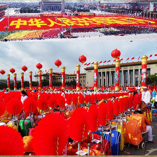 手翻花变色扇子大型团体操表演运动会方阵入场开幕式手拿多色道具 - 图1