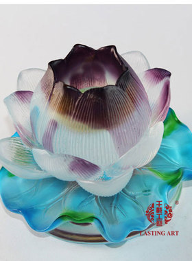 六合春琉璃烛台灯座风水镇宅佛具