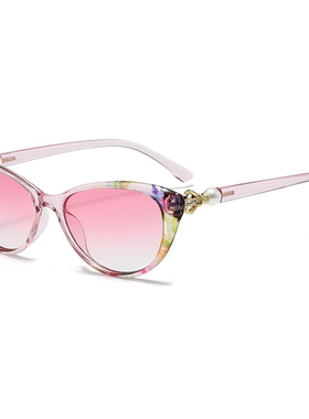 新款镶钻珍珠猫眼太阳镜防紫外线潮流个性墨镜女士高级感时尚街拍