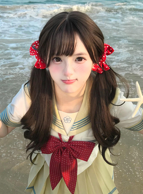 少女双马尾红色波点蝴蝶结发夹