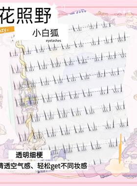花照野小白狐Plus花兔分段式下睫毛斜飞懒人浓密拍照上镜款假睫毛