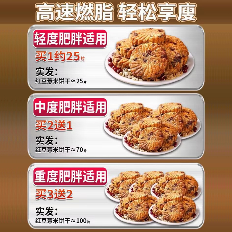 红豆薏米饼干饱腹肥脂餐减代餐抗饿小零食0脂肪0热量卡无糖主食品-图0