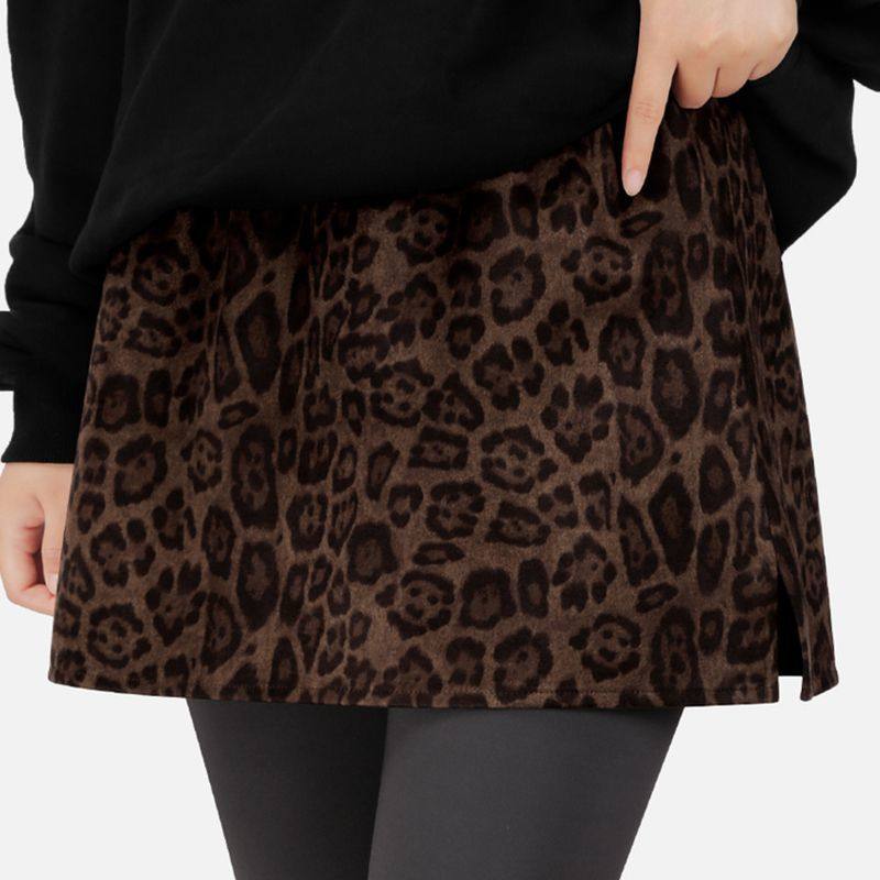 2025新款秋冬豹纹屁帘女高级感打底裤叠穿大码a字高腰半身裙短裙,淘宝优惠券,粉丝福利购,淘宝优惠卷