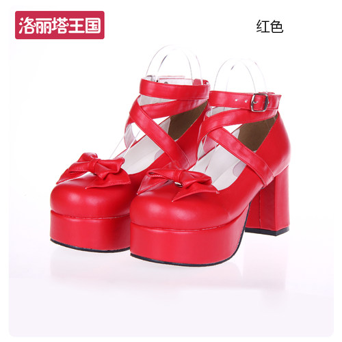 LOLITA鞋圆头可爱蝴蝶结公主鞋高跟小皮鞋洋装鞋9812 - 图1