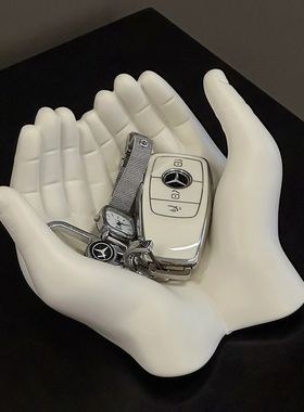 创意设计感手捧玄关钥匙收纳首饰摆件卧室化妆镜个性小众家居装饰