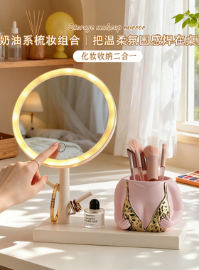 比基尼美妆置物镜带灯化妆镜收纳