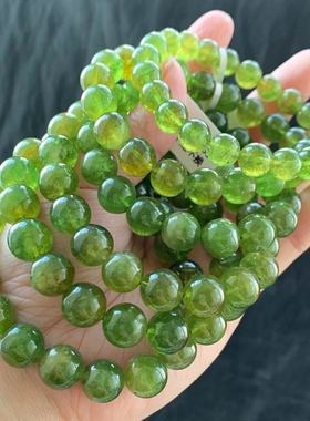 苹果绿全绿碧玺手链祖母绿老矿佛珠搭配项链水晶饰品礼物