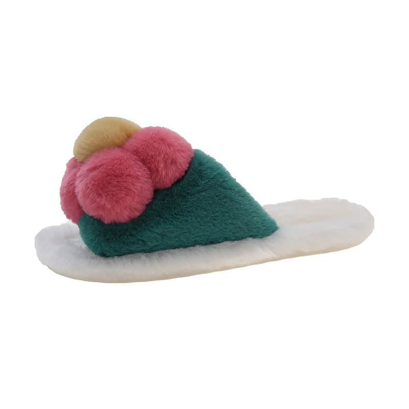 毛毛拖鞋女秋冬季外穿2025新款可爱大花朵室内居家平底防滑棉拖鞋,淘宝优惠券,粉丝福利购,淘宝优惠卷