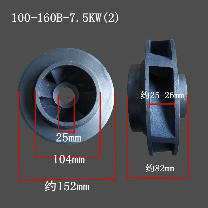 IRG/ISG100-160立式/卧式离心泵铸铁叶轮水轮11KW/15KW管道泵配件 - 图1