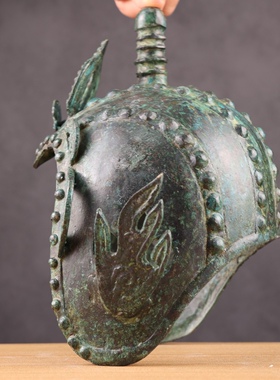 铜祥德仿古青铜器商代人面头盔影视道具古玩收藏博物馆展览艺术品