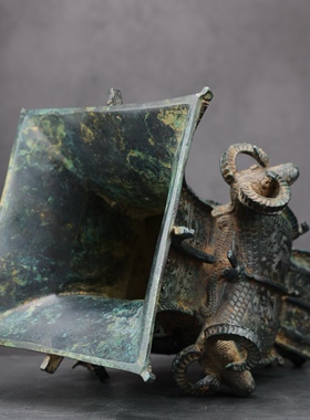 仿古青铜器摆件商代四羊方尊家居摆件婚庆影视道具定做租售厂家