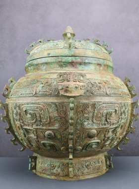 仿古青铜器古青铜器方罍壶酒器摆件西周象首耳圆罍栾书铜缶盥缶链