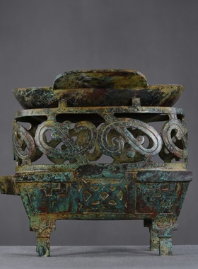 仿古青铜器四神温酒铜炉西汉晚期出土于山西太原尖草坪红斑绿锈