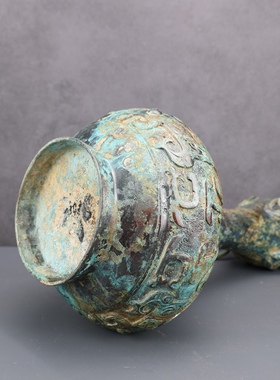 蒜头瓶链子瓶仿古青铜器博物馆古玩收藏定制青铜器铜祥德精工工艺