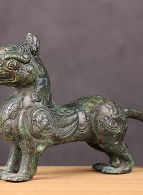 仿古青铜器鹰嘴兽客厅貔貅博古架装饰工艺品摆件铜器古玩收藏